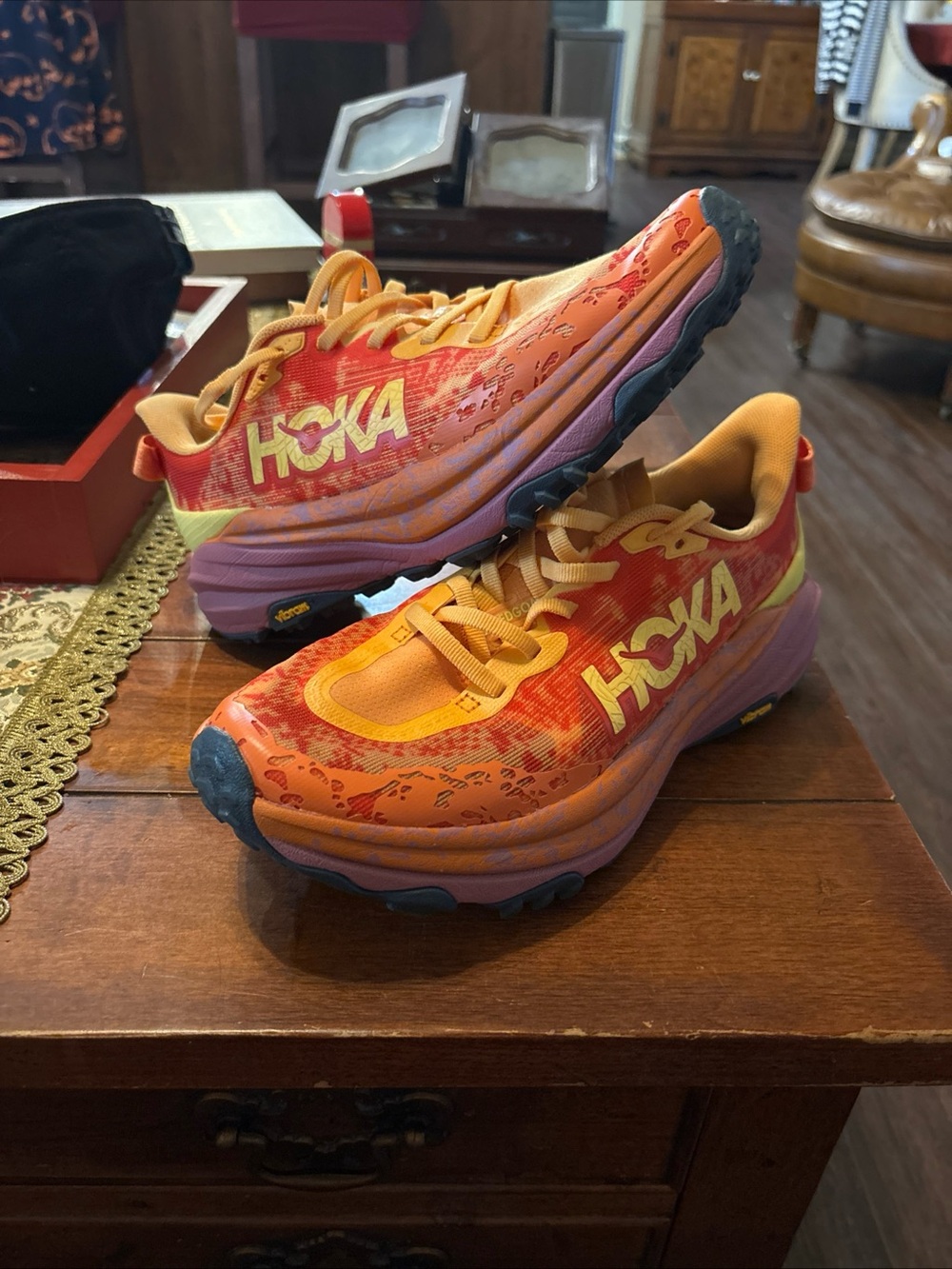 HOKA Speedgoat 6 Women’s 8B Trail Running Shoes Vibram Orange Red EU 40